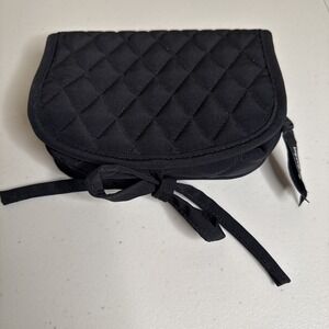 Vera Bradley Small Cosmetic Jewelry Quilted Black Tie Closure Travel Case